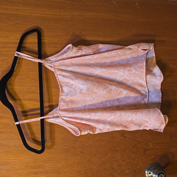A New Day Cami Top XS Pink/Peach Snakeskin Print V-Neck Adjustable Straps - Picture 3 of 3